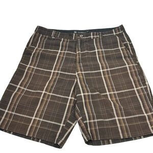 O'Neill Men's brown plaid bermuda shorts
